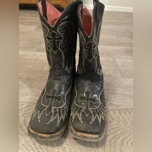 Girls Black cowboy boots size 1 Corral/Ariat/Justin